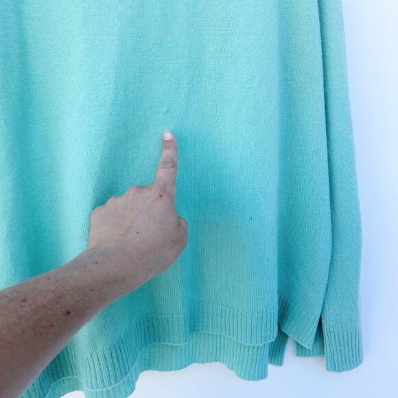 LUIV Firenze Feather Italian Cashmere Sweater Top Long Sleeve Teal Large - Picture 11 of 14
